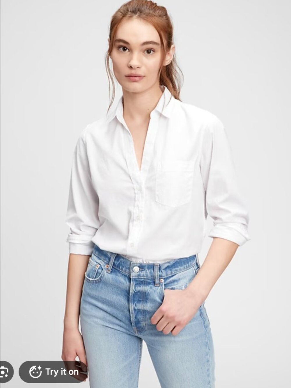 Gap Perfect Shirt White Cotton Medium T